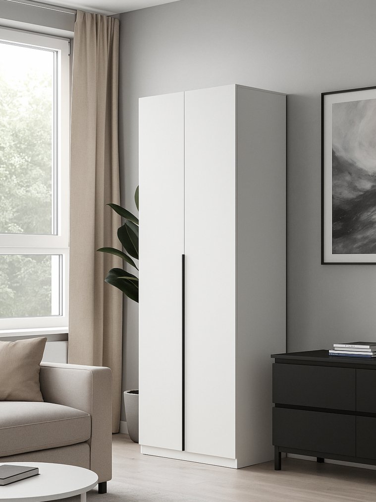 Шкаф Даиго двухстворчатый белый текстурный