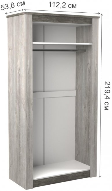 Шкаф Денвер двухдверный риббек серый