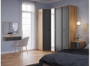 Шкаф распашной Эмилия ЭЛ-17К дуб крафт золотой / графит