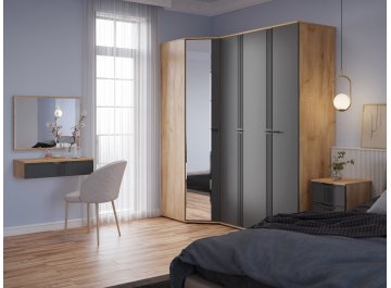 Распашной шкаф Эмилия ЭЛ-17К дуб крафт золотой / графит