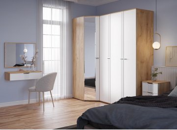 Распашной шкаф Эмилия ЭЛ-17К дуб крафт золотой / меренга