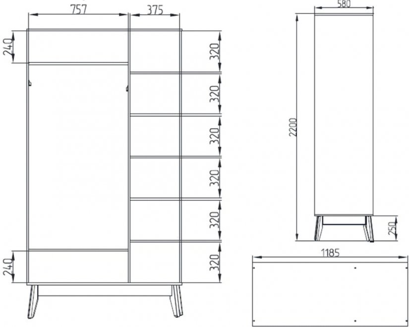 Шкаф Калгари дуб натуральный светлый