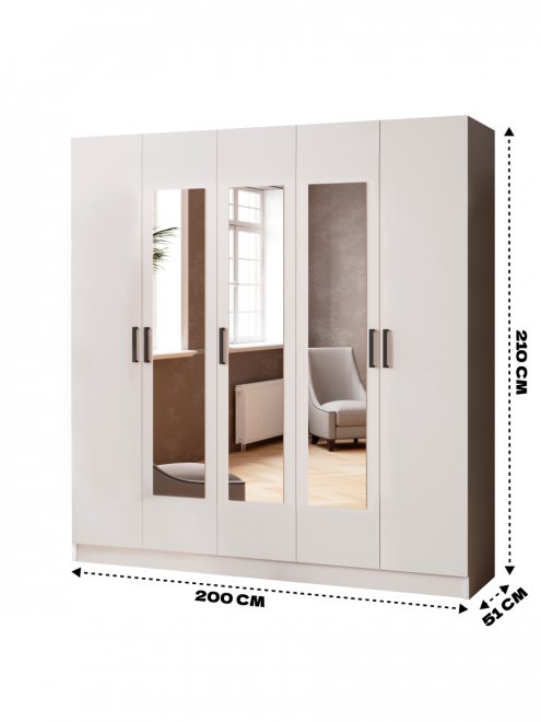 Шкаф Ларс 200 с зеркалом белый