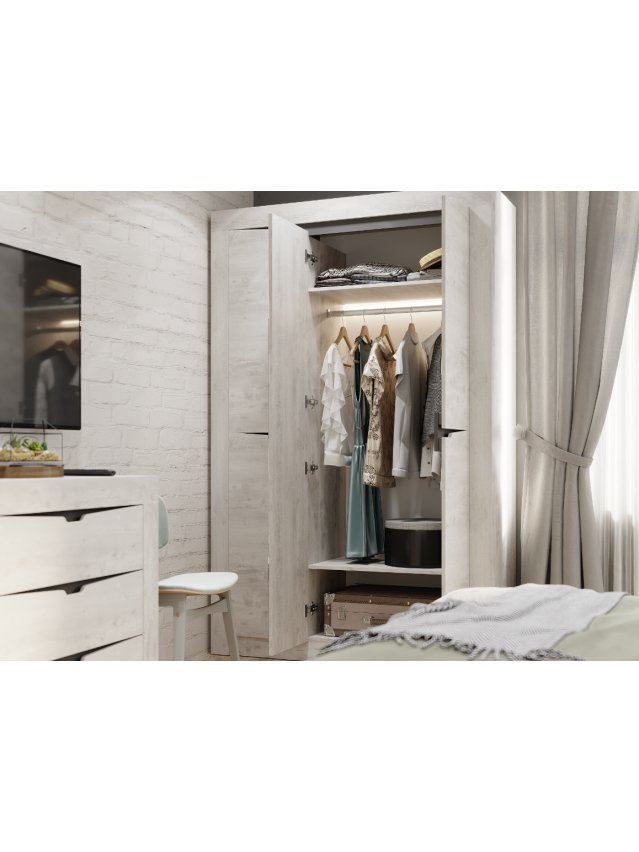 Шкаф Леонардо ШК-35 бетон пайн светлый / бетон пайн светлый / графит