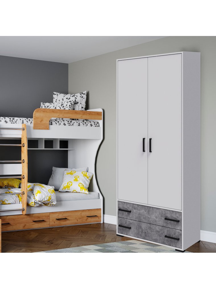 Шкаф Лючия 85 белый / ателье светлое