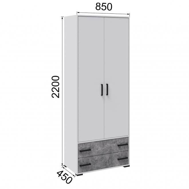 Шкаф Лючия 85 белый / ателье светлое