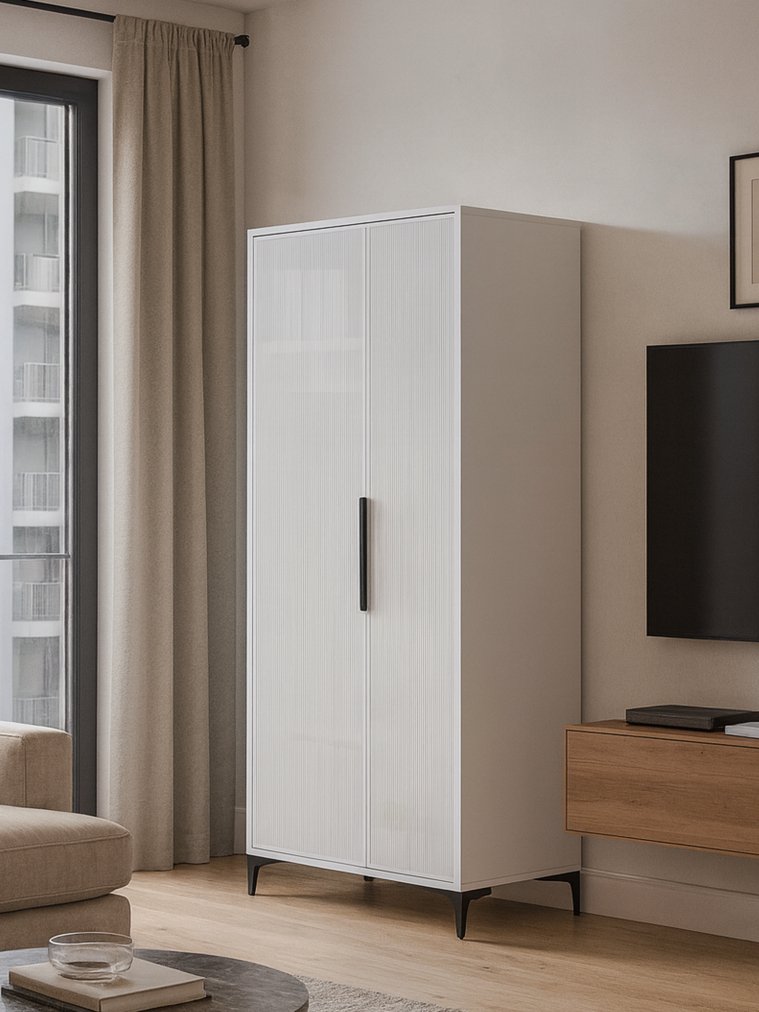 Шкаф Иадама двухстворчатый белый / белый глянец