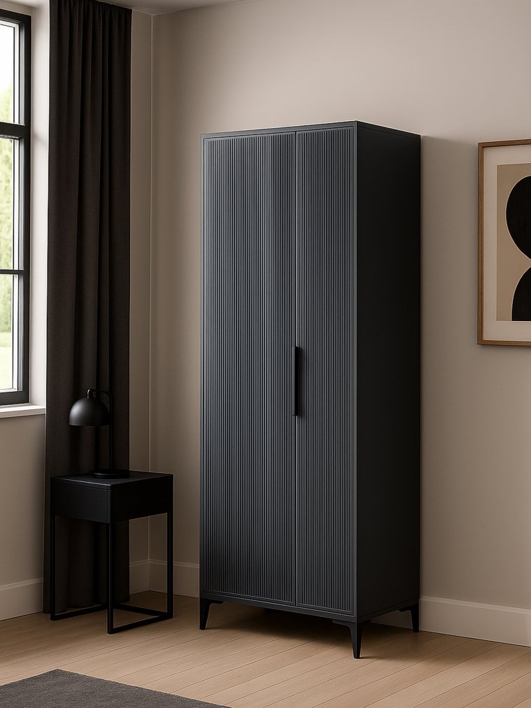 Шкаф Иадама двухстворчатый графит / графит софт