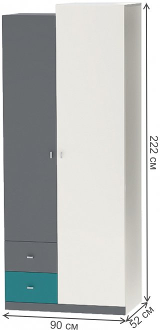 Шкаф МС Клео Шк-1 графит / миндаль / океан