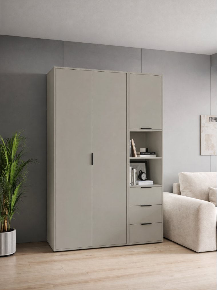 Шкаф-пенал Оптима ОП-03 глиняный серый / риолит