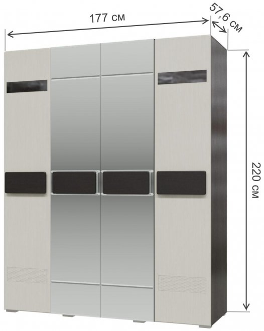 Шкаф Престиж 177 жемчужный лен / венге