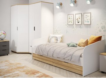 Шкаф распашной Скайлайт СЛ-2К блэквуд ячменный / белый / меренга