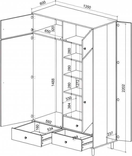 Шкаф София 3077.М1 левый белый