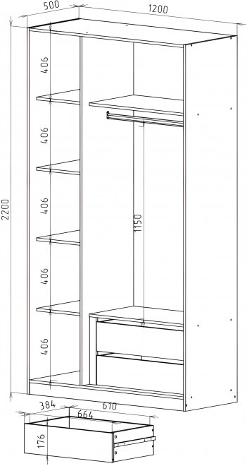 Шкаф София 3123.М1 графит