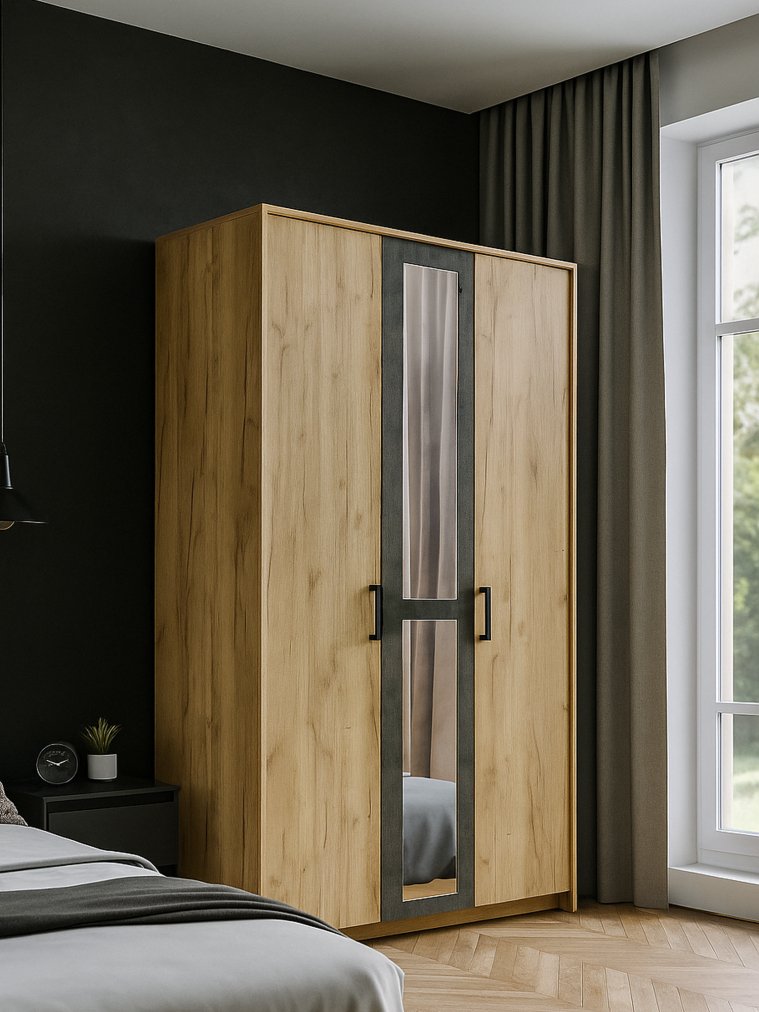 Шкаф Taika дуб золотой / камень темный