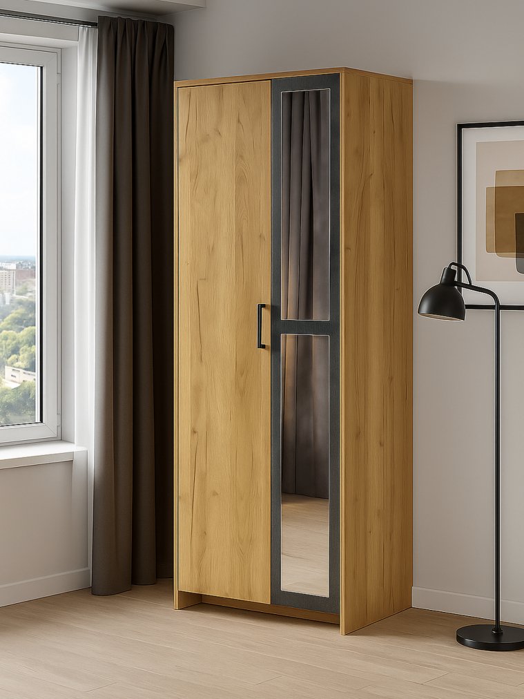 Шкаф Taika дуб золотой / камень темный