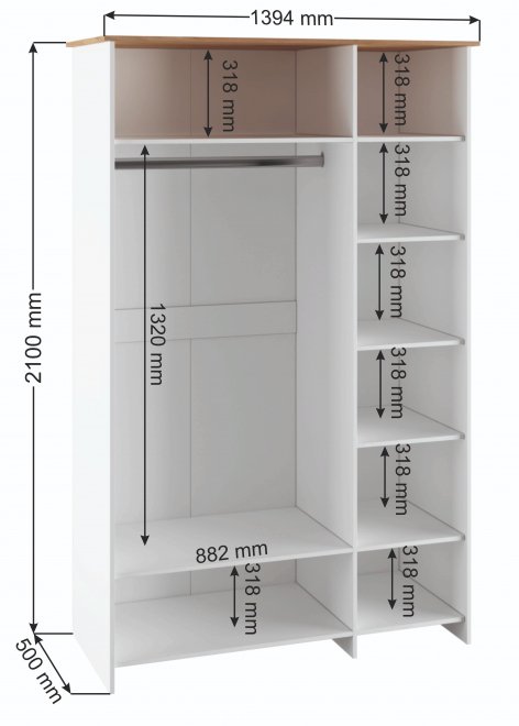 Шкаф Теодора 3Д белый / крафт золотой