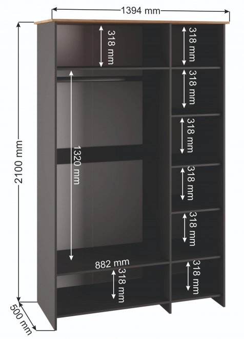 Шкаф Теодора 3Д графит / крафт золотой