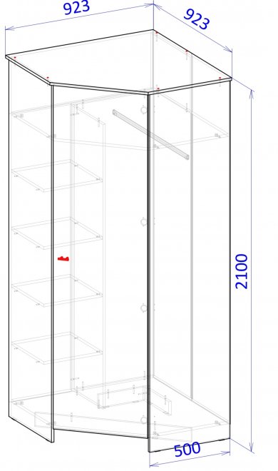 Шкаф Теодора угловой белый / крафт золотой