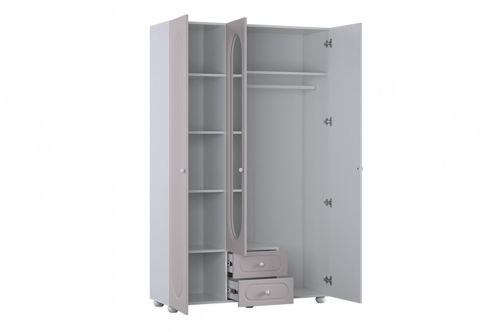 Шкаф трехдверный Милана белое дерево / сакура