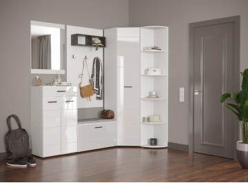 Угловой шкаф Shine 64 см белый / белый глянец