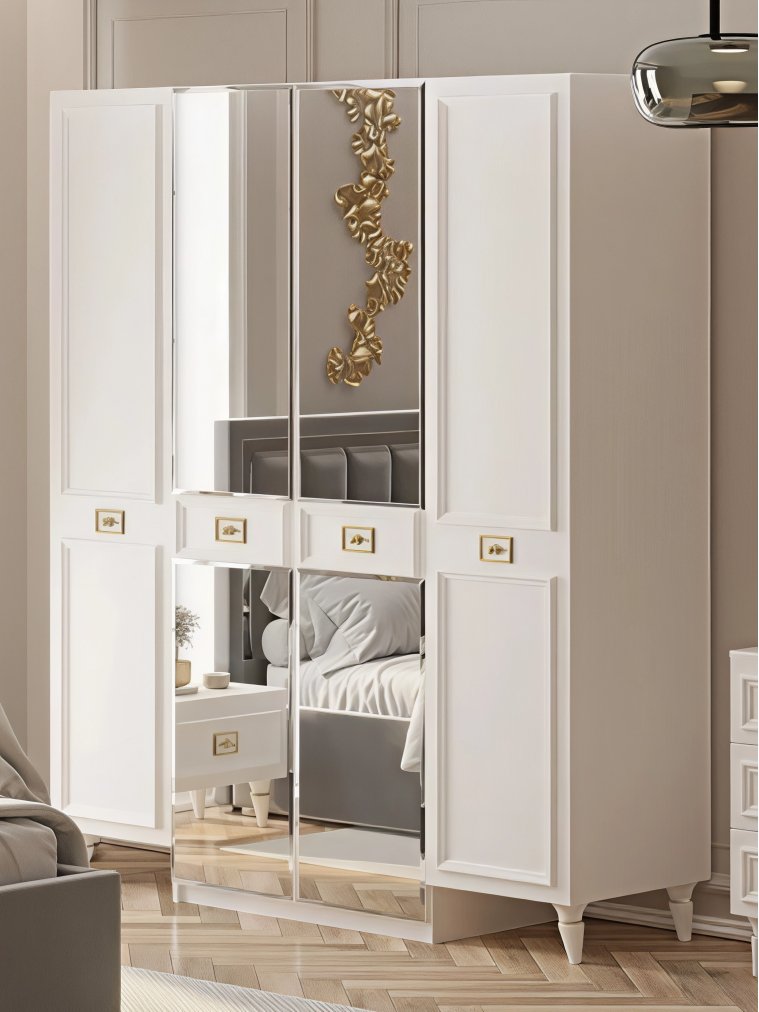 Шкаф Валенсия СВК-03 4х дверный белый / золото