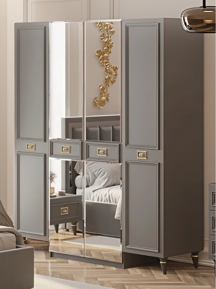 Шкаф Валенсия СВК-03 4х дверный серый / золото