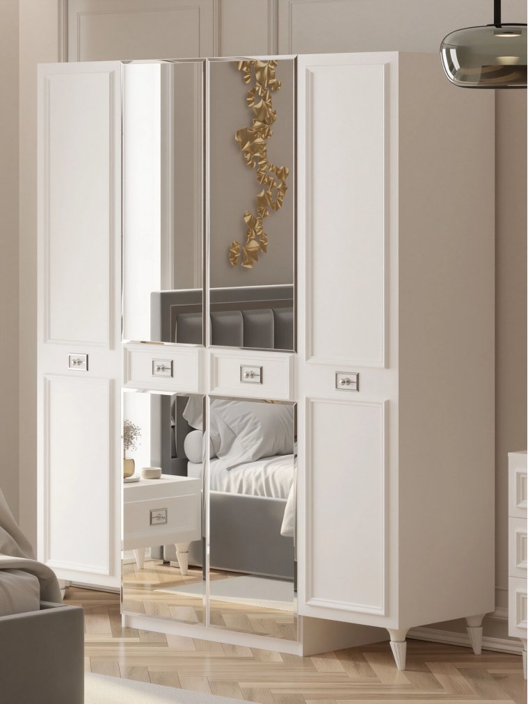 Шкаф Валенсия СВК-04  5-дверный белый / серебро