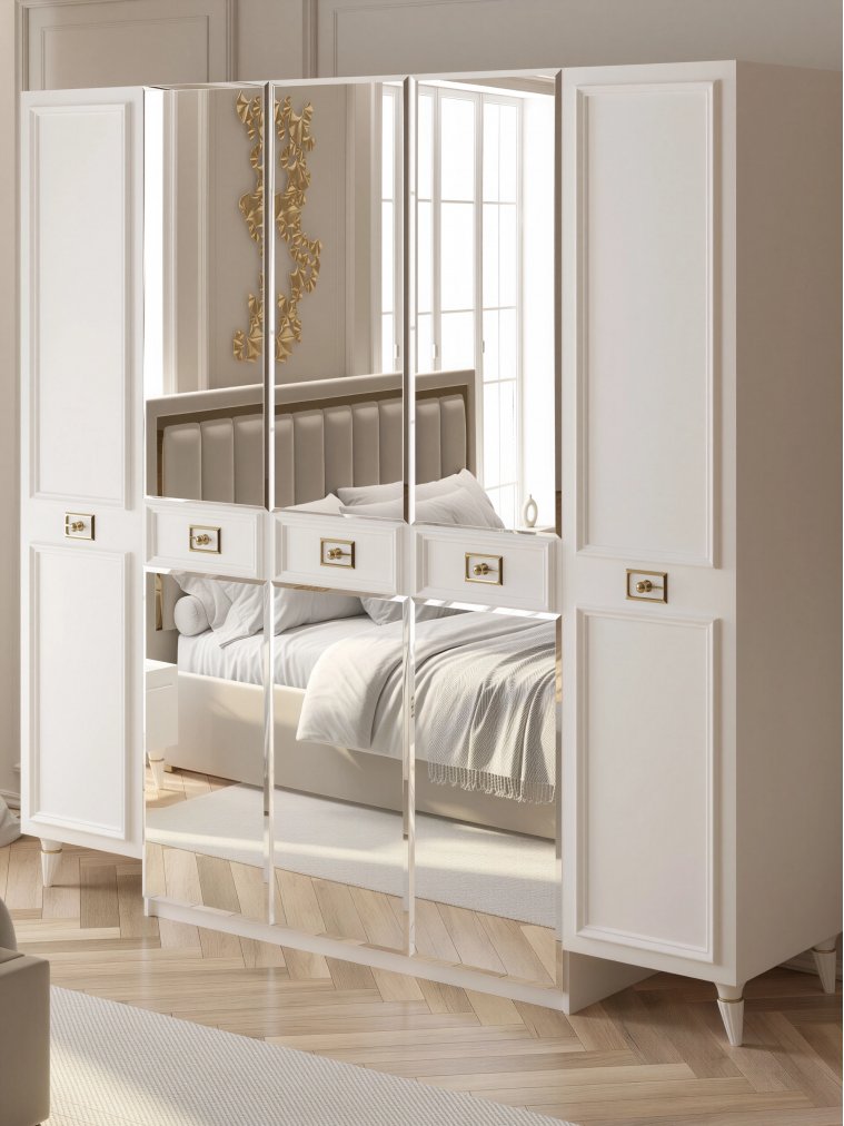 Шкаф Валенсия СВК-04 5-дверный белый / золото