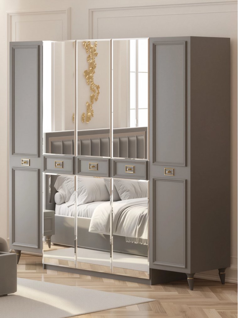 Шкаф Валенсия СВК-04 5-дверный серый / золото