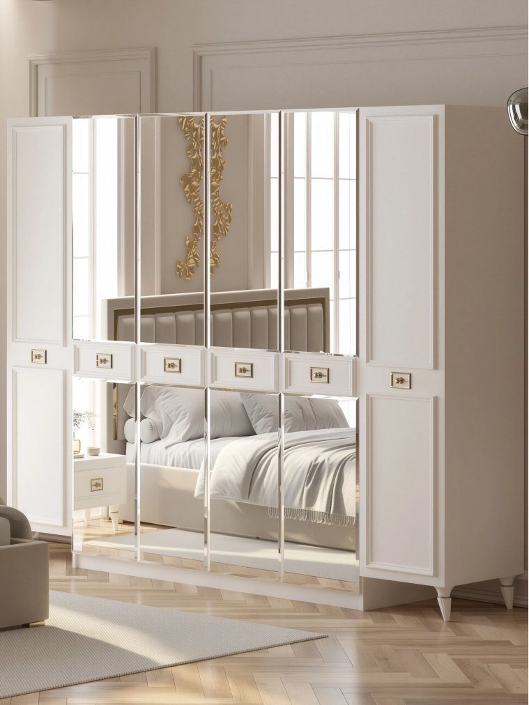 Шкаф Валенсия СВК-09 6-дверный белый / золото