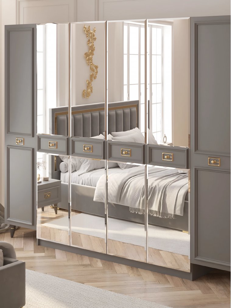 Шкаф Валенсия СВК-09 6-дверный серый / золото