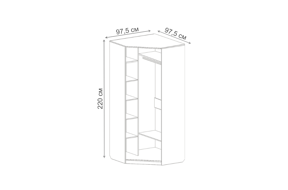 Шкаф угловой Женева дуб молочный / венге мали