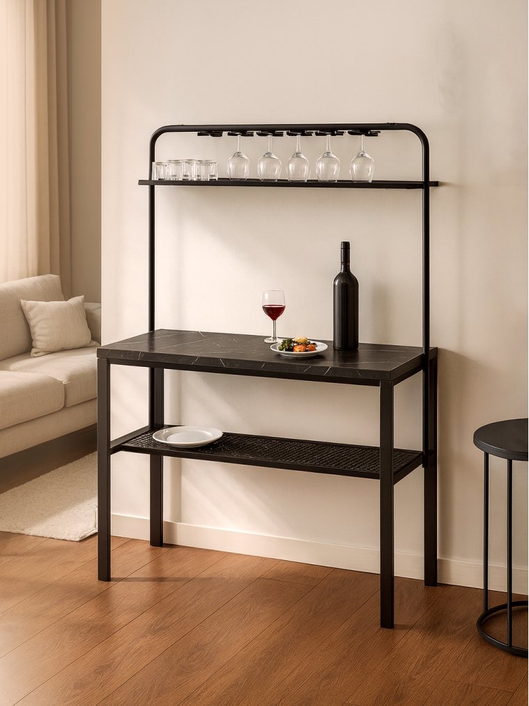 Барный стол Нари 120х50х171 файерстоун / черный матовый