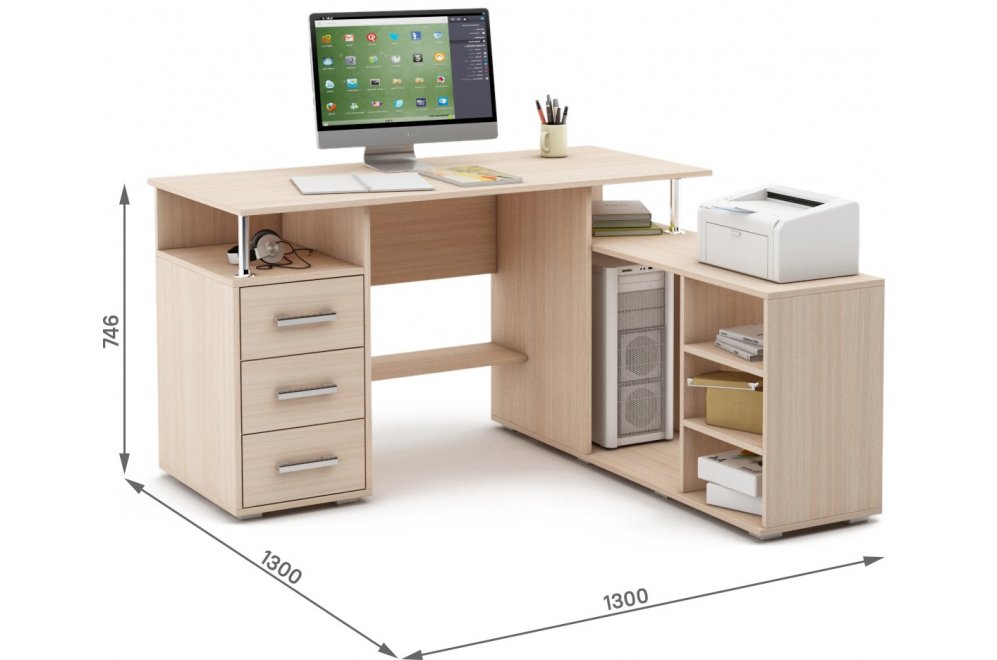 Компьютерный стол Амбер-12 дуб молочный