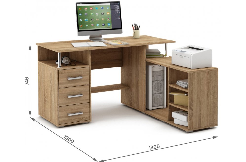 Компьютерный стол Амбер-12 дуб сонома