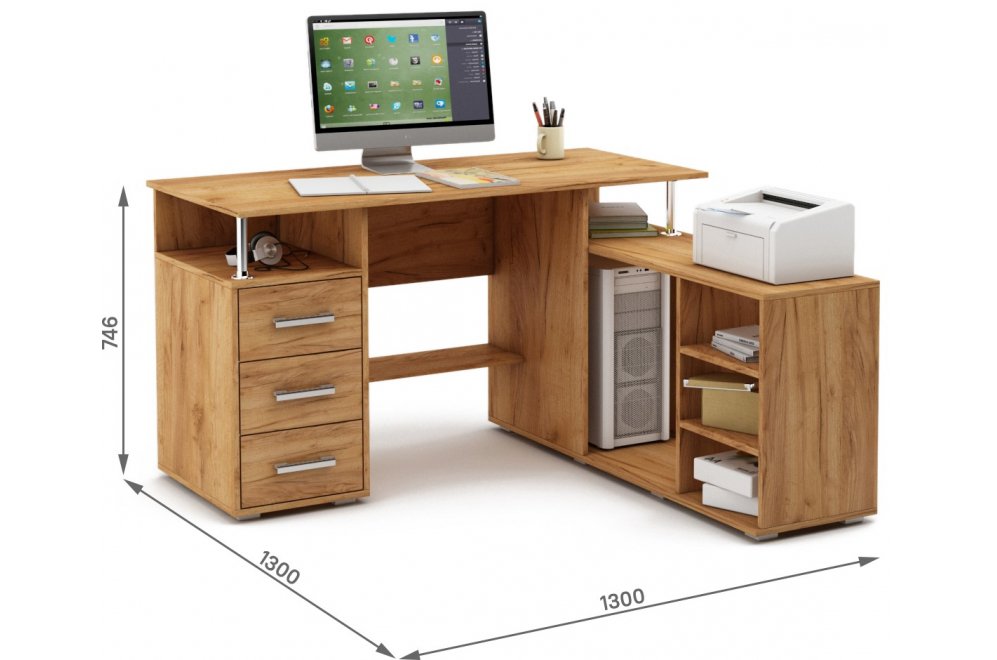 Компьютерный стол Амбер-12 дуб золотистый