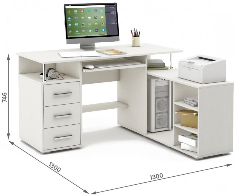 Компьютерный стол Амбер-12К белый