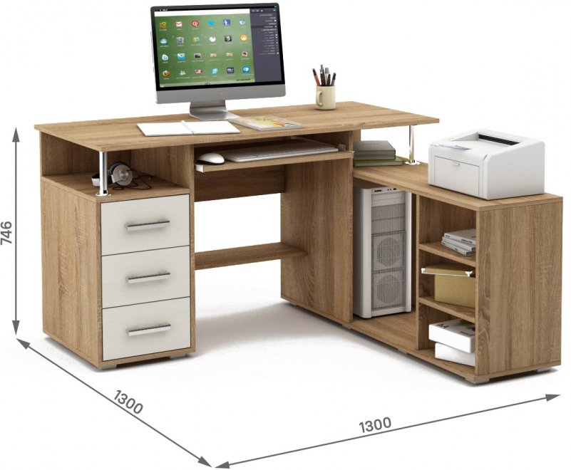 Компьютерный стол Амбер-12К дуб сонома