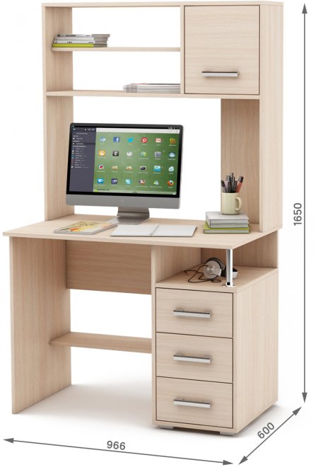 Компьютерный стол Амбер-15 дуб молочный
