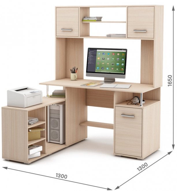 Компьютерный стол Амбер-21 дуб молочный