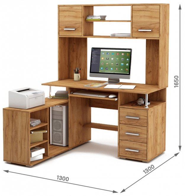 Компьютерный стол Амбер-23К дуб золотистый