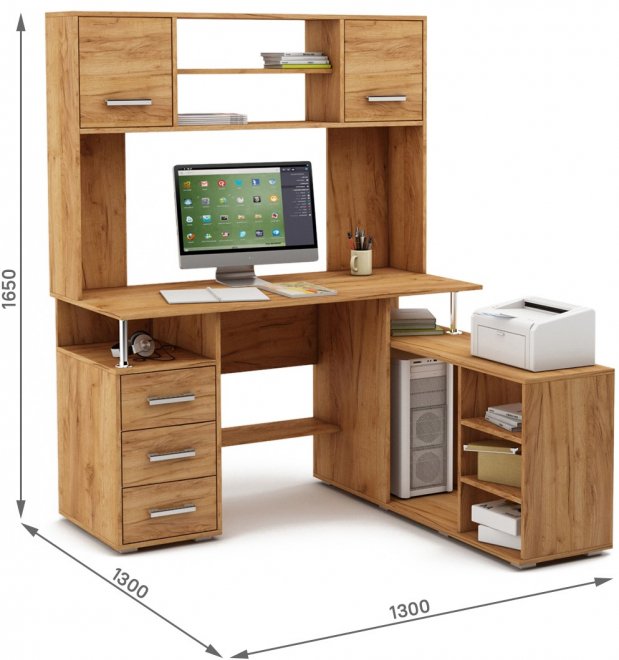 Компьютерный стол Амбер-24 дуб золотистый