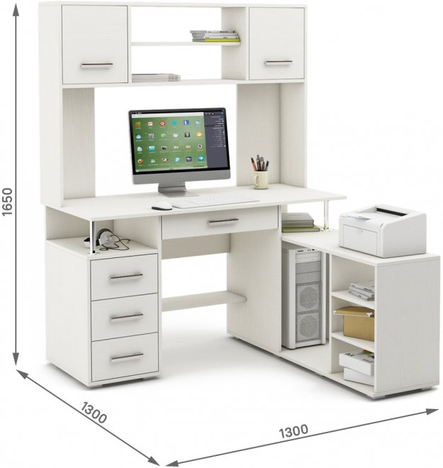 Компьютерный стол Амбер-24Я белый