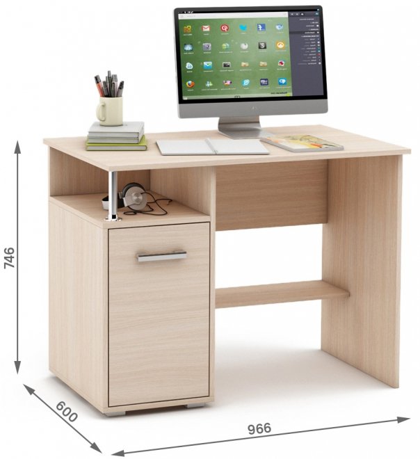 Компьютерный стол Амбер-2 дуб молочный