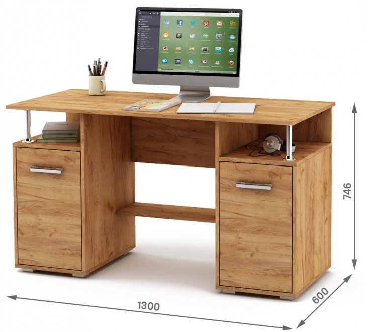 Компьютерный стол Амбер-5 дуб золотистый