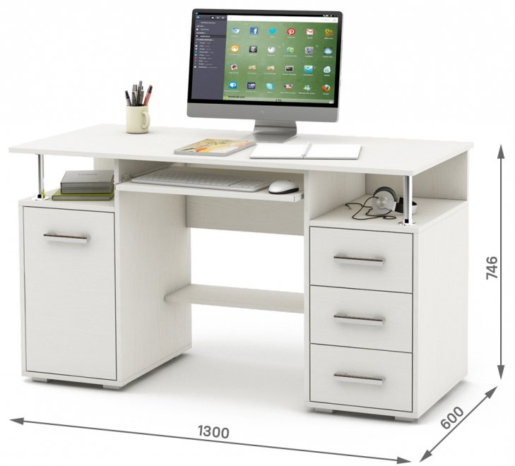 Компьютерный стол Амбер-6К белый