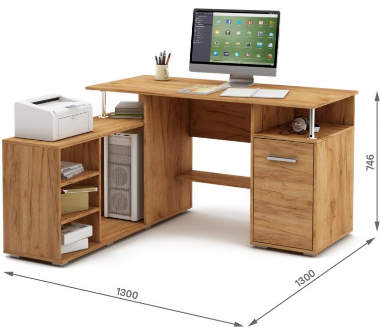 Компьютерный стол Амбер-9 дуб золотистый