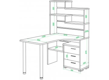 Компьютерный стол Домино СР-132-150 КШ-Ч-правый