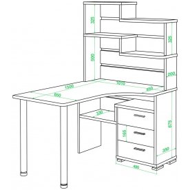 Компьютерный стол Домино СР-132-150 ШК-Ч-правый